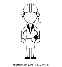 Construction worker avatar in black and white