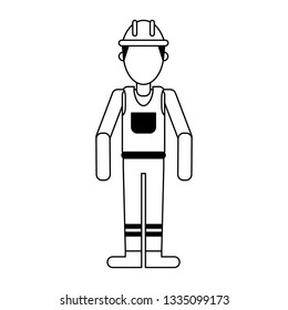 Construction worker avatar in black and white