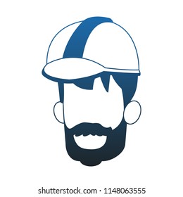 Construction worker avatar in blue lines