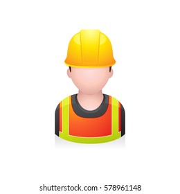 Construction worker avatar icon in colors.