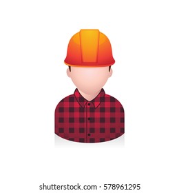 Construction worker avatar icon in colors.