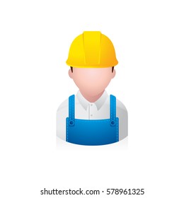 Construction worker avatar icon in colors.