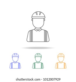 construction worker avatar multicoloured icons. Element of profession avatar of for mobile concept and web apps. Thin line  icon for website design and development, app development on white background