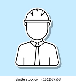Icono de pegatina de avatar de trabajador de construcción. Línea delgada simple, contorno vectorial de iconos avatar para ui y ux, sitio web o aplicación móvil
