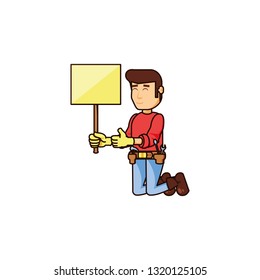 construction worker with banner signal