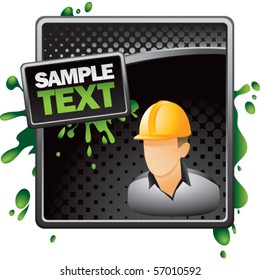 anuncio negro de media tonalidad de obrero de la construcción