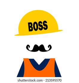 construction worker with boss on hard hat