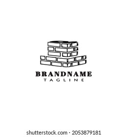 construction worker brick cartoon logo icon design template black modern isolated vector illustration