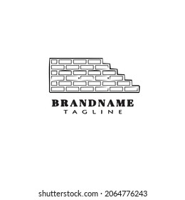 construction worker brick cartoon logo icon design template black modern isolated vector illustration