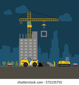 construction worker and building