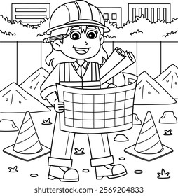Construction Worker Building Blueprint Coloring