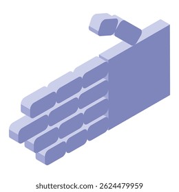 Construction worker building a brick wall, isometric icon illustration