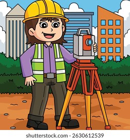 Trabajador de la construcción Constructor topógrafo coloreado 