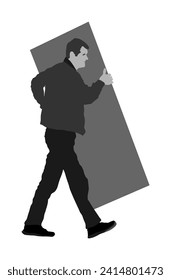 Construction worker carrying tools building material on hands vector  illustration isolated. Painter work adaptation. Delivery service moving transport, workers carry. Handyman warehouse holding job.