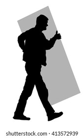 Construction worker carrying tools building material on hands vector  silhouette. Painter work adaptation. Delivery service moving transport, workers carry vector. Handyman warehouse holding job