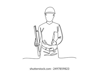 construction worker carrying tools for work. Labor Day