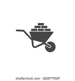 Construction Worker Cart Icons Black and White Vector