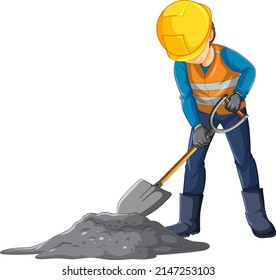 Construction worker cartoon character illustration