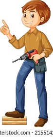 Construction worker cartoon character illustration
