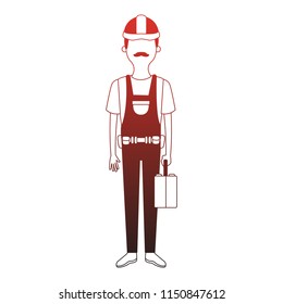 Construction worker cartoon faceless red lines