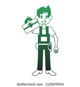 Construction worker cartoon green lines