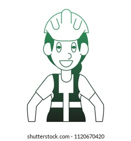 Construction worker cartoon green lines