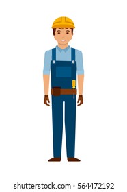 construction worker cartoon icon over white background. colorful design. vector illustration