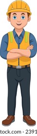 construction worker cartoon on white background