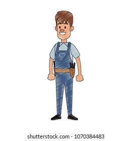 Construction worker cartoon scribble