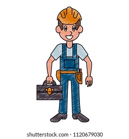 Construction worker cartoon scribble