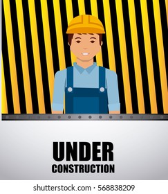 construction worker cartoon. under construction concept. colorful design. vector illustration