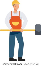 Projeto de Personagem do Trabalhador da Construção. Ilustração de vetor plano