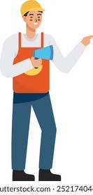 Projeto de Personagem do Trabalhador da Construção. Ilustração de vetor plano
