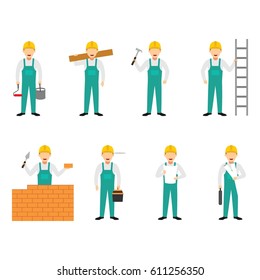 Construction Worker Character Design Vector.