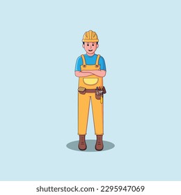 construction worker character simple illustration