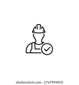Construction worker with check mark icon safety approved.