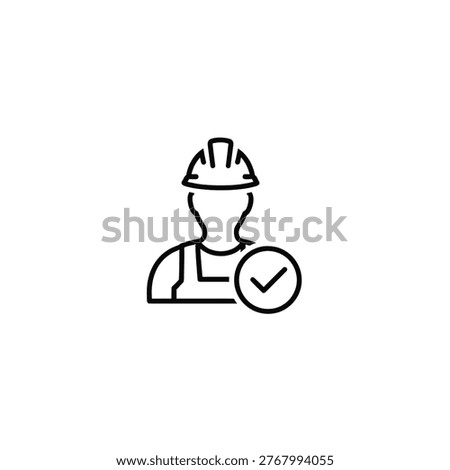 Construction worker with check mark icon safety approved.