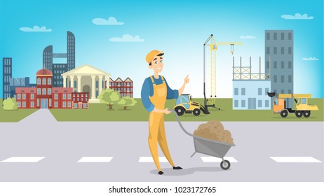 Construction worker in city building the house.