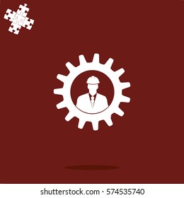 Construction worker in cog gear