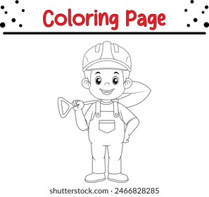 página de libro para colorear de trabajador de construcción para niños