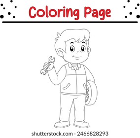 construction worker coloring book page for children