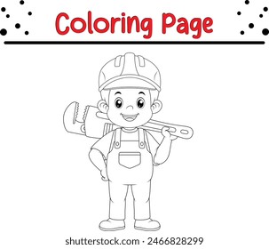 página de libro para colorear de trabajador de construcción para niños