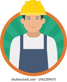 Construction worker Concept Vector Round Icon Design, Professional uniform Symbol on White background, Labor Day people Stock illustration, manual labour character occupations sign