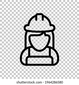 Construction worker, contractor or engineer. Black editable linear symbol on transparent background