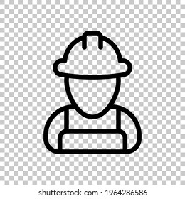 Construction worker, contractor or engineer. Black editable linear symbol on transparent background
