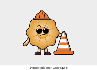 Bauarbeiter Cookies süße Figur-Maskottchen-Cartoon-Illustration