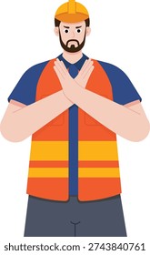 Construction Worker With Crossed Arms