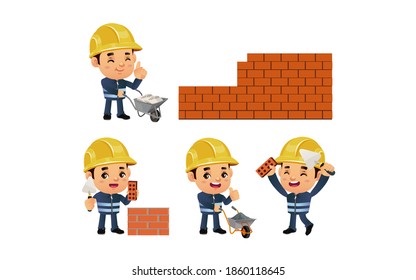 construction worker with different poses
