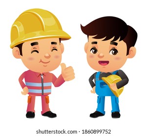 construction worker with different poses