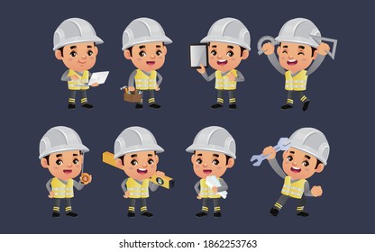 construction worker with different poses